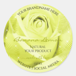 Produits floraux Étiquette Rose jaune avec Feuille