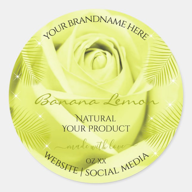 Produits floraux Étiquette Rose jaune avec Feuille (Devant)