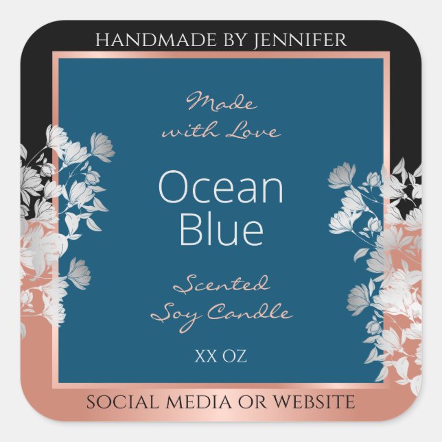 Produits floraux modernes Étiquette Océan Bleu Ros (Devant)