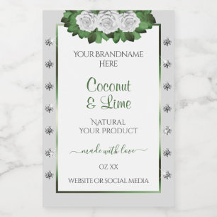 Produits gris clair Étiquettes Vert Blanc Roses Bi