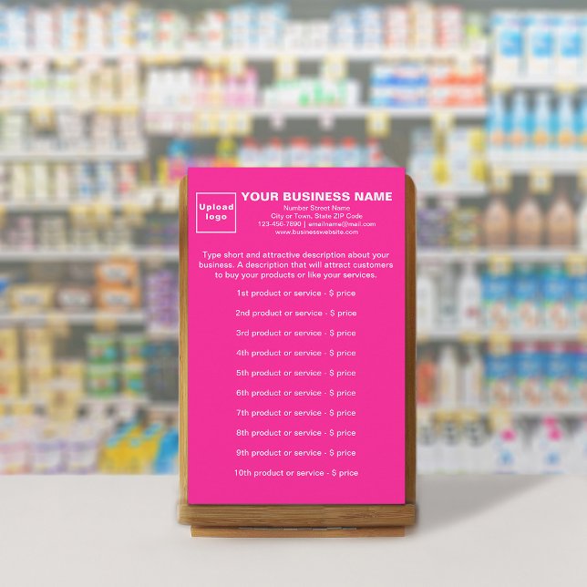 Produits ou services commerciaux sur papeterie ros (Your business products or services on pink stationery.)