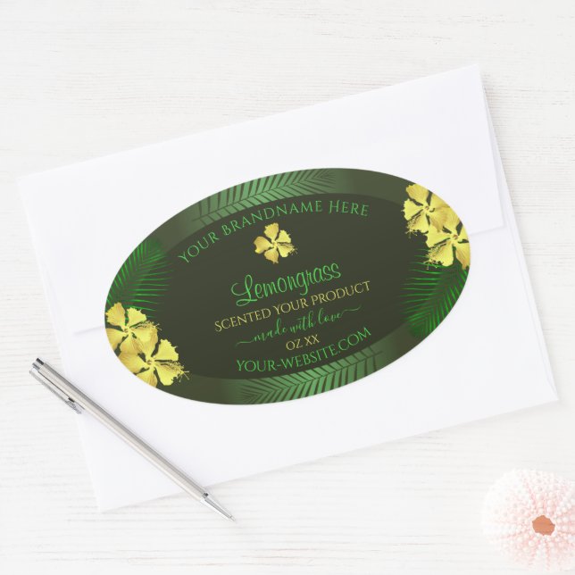 Produits verts forestiers Étiquette Fleurs hawaïen (Enveloppe)