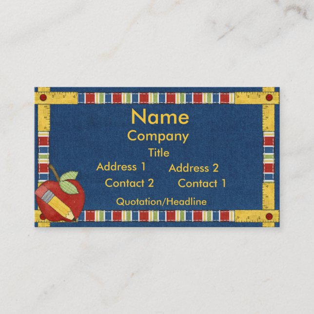 Professeur apprenant le carte de visite (Devant)