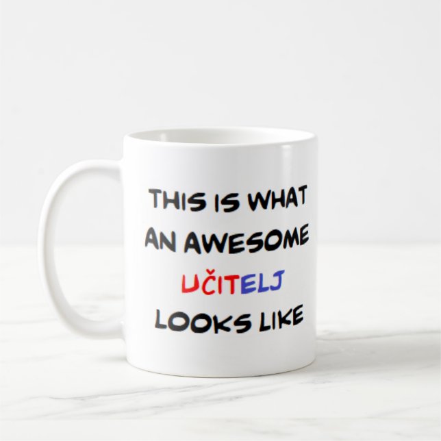 professeur croate ucitelj, énorme tasse de café (Gauche)