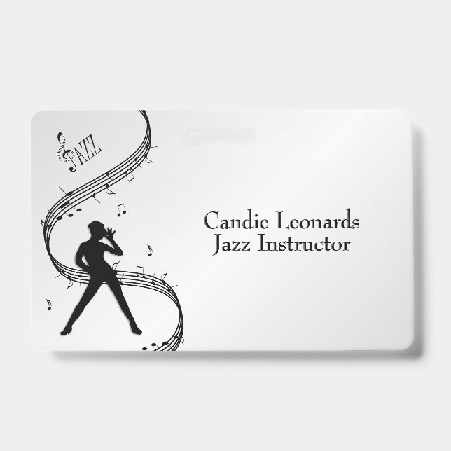 Professeur de danse jazz avec nom et badge de post (Avant)