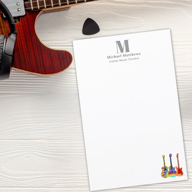 Professeur de Guitare Leçons de Musique Entreprise (Guitar teacher music business custom stationary )