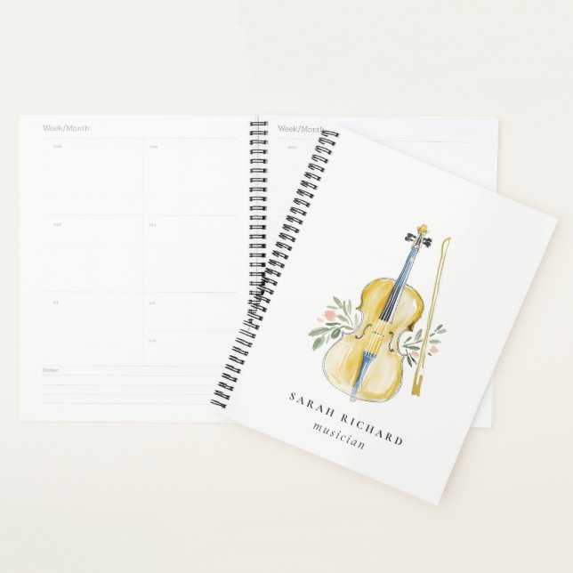 Professeur de musique Élégant Violon Aquarelle (Devant avec enveloppe)