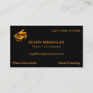 Professeur de Piano Carte de Visite Semi Brillan