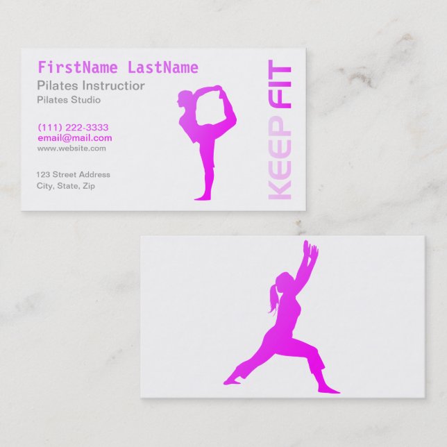 Professeur de Pilates Fitness sur carte de visite  (Devant / Derrière)
