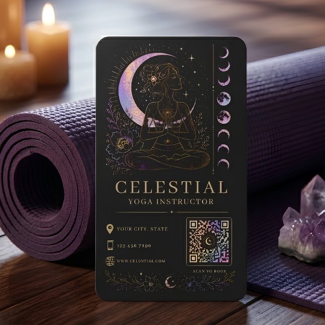 Professeur de Yoga Céleste Carte de Visite Luxe No (Créateur téléchargé)