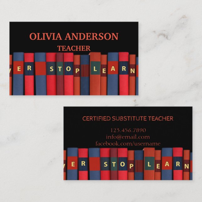 Professeur | Tutor Cartes de visite (Devant / Derrière)