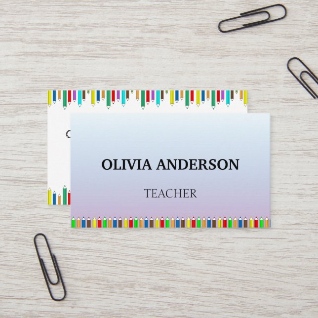Professeur | Tutor Cartes de visite blancs (Devant/Arrière en situation)
