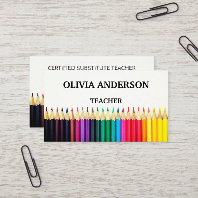 Professeur | Tutor Cartes de visite blancs (Devant/Arrière en situation)