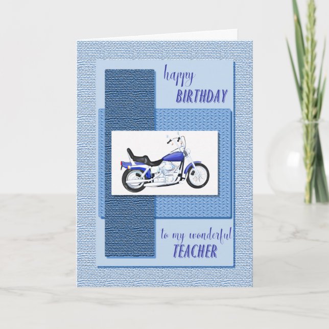 Professeur, une carte d'anniversaire avec moto (Devant)