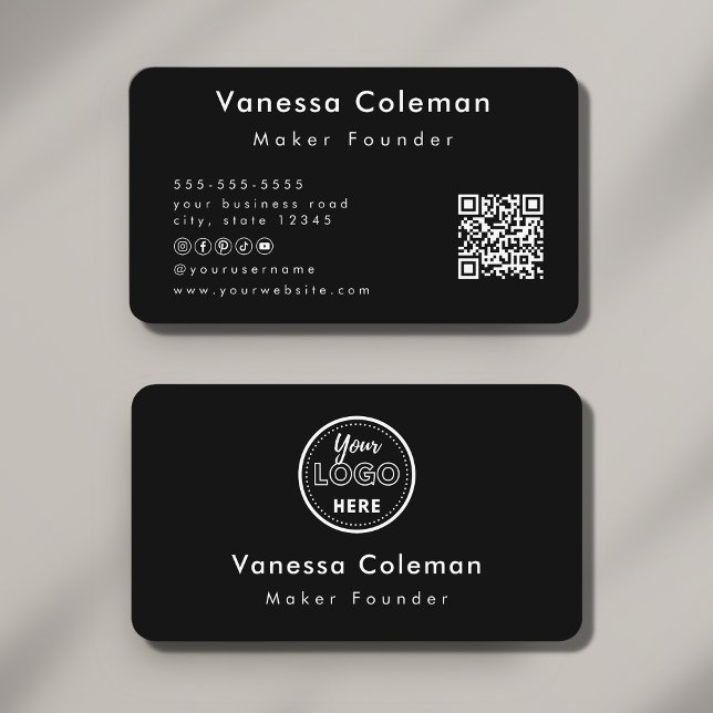 Professionnel minimal Qr Code Carte de visite noir (Créateur téléchargé)