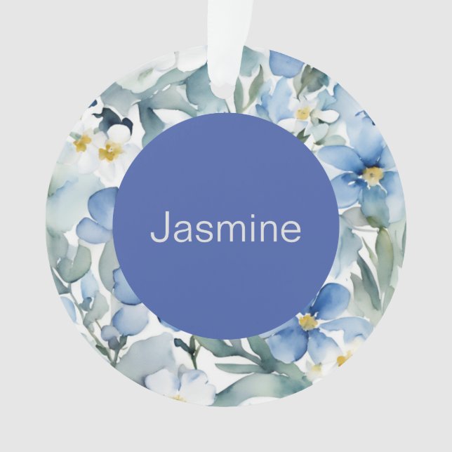 Professionnel Moderne Minimaliste Blue Floral Nom (devant)