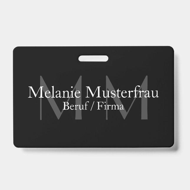Professionnel noir Monogramme Badge de service (Avant)