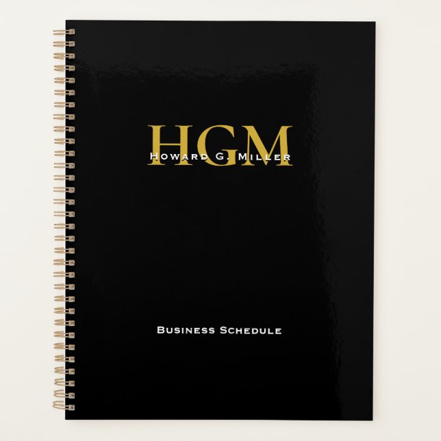 Professionnel Simple Noir Or 3 Lettre Monogramme (Devant)