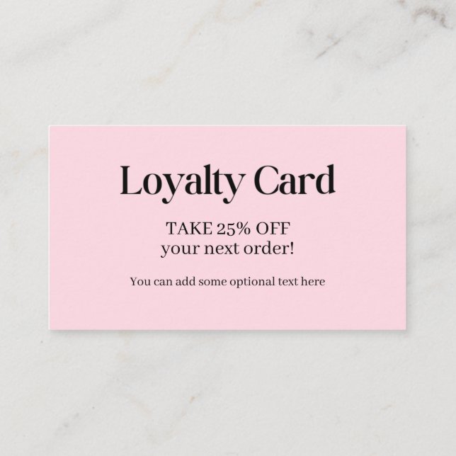Professionnel Simple Pink Loyalty Carte de visite (Dos)