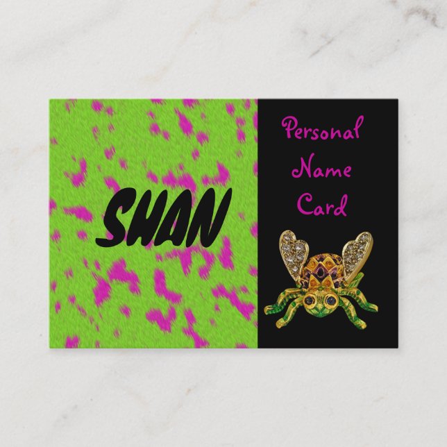 Profil Nom personnel Carte Pink Green Beetle (Devant)