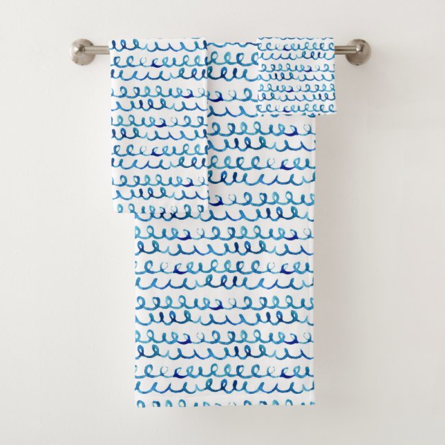 Profil onduleux d'aquarelle bleue peinte à la main (En situation)