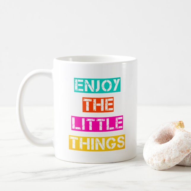 Profitez des petites choses - Mug coloré rétro (Avec donut)