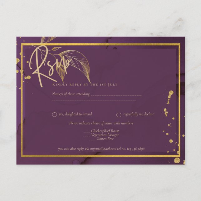 PROFONDE VIE OR FEUILLES Mariage Invitation (Devant)