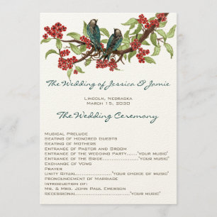 Programme 5 x 7 Inséparables Vintages Tea Stain Wedding Prog