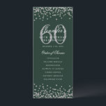 Programme 60e anniversaire Menu Merci U Silver Gre<br><div class="desc">Design élégant "Programme de fête d'anniversaire" avec faux parties scintillant confetti texte personnalisé.</div>