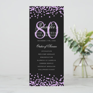 Programme 80e anniversaire Menu Purple Black