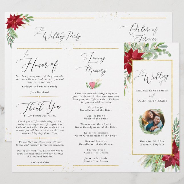 Programme à trois volets du Mariage de Noël (Devant / Derrière)