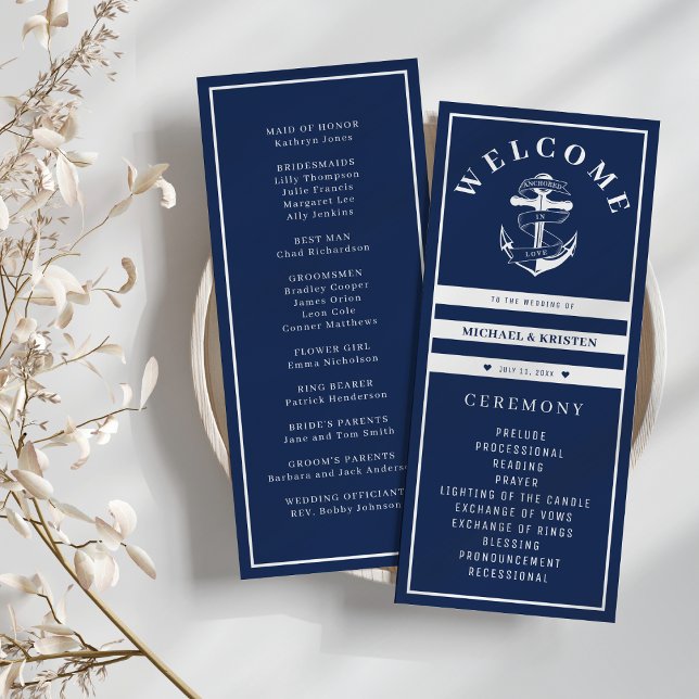 Programme Ancré en amour Nautique Bleu Ancre Mariage (Anchored in Love Nautical Blue Anchor Wedding Program
)