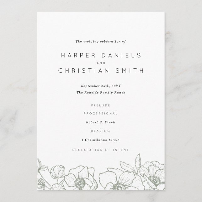 Programme Anemone Bouquet Mariage (Devant)