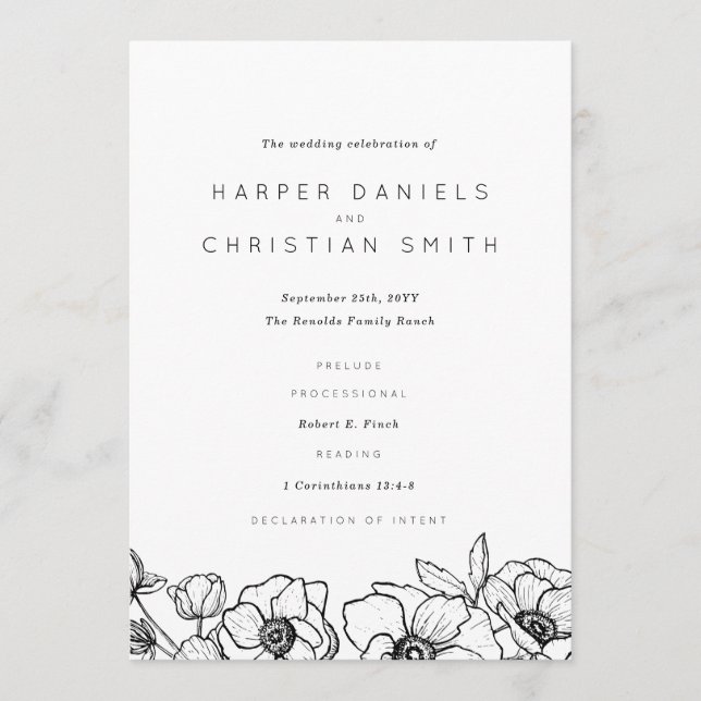 Programme Anemone Bouquet Mariage (Devant)