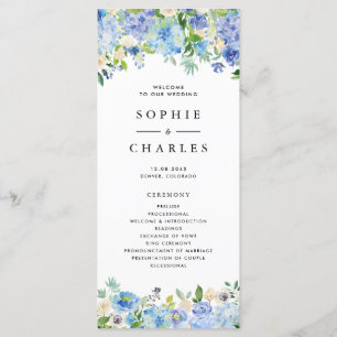 Programme Aquarelle Blue Hydrangea Floral Garland Mariage