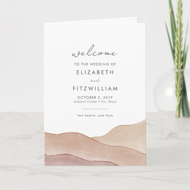 Programme Aquarelle Boho Abstraite | Cérémonie de mariage (Devant)