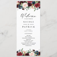 Aquarelle Bourgogne et Mariage de fleurs bleues