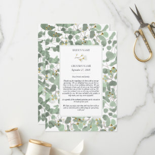 Programme Aquarelle Eucalyptus Verdure Itinéraire Mariage