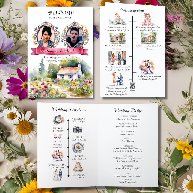 Programme Aquarelle Jardin Printemps Mariage Icône Timeline (Créateur téléchargé)