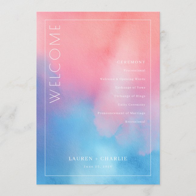 Programme Aquarelle Rose Bleu Romantique (Devant)