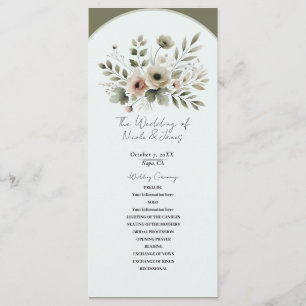 Programme Aquarelle vert d'olive kaki Mariage de fleurs