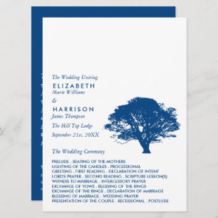 Programme Arbre de chêne bleu, Mariage rustique et minimalis