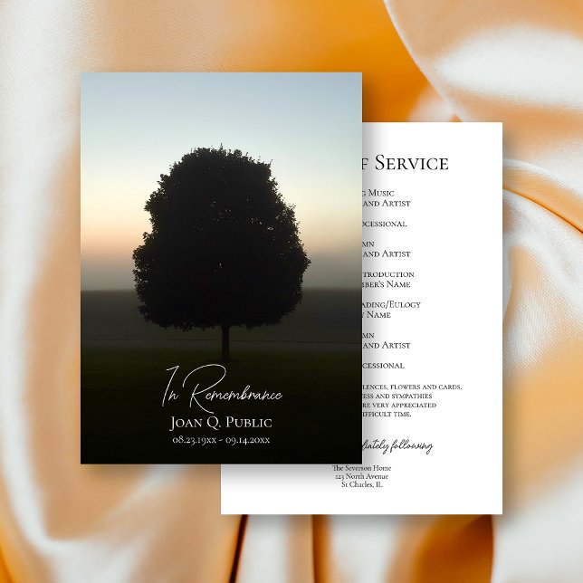 Programme Arbre Naturel Du Service Commémoratif Funéraire Su (Créateur téléchargé)