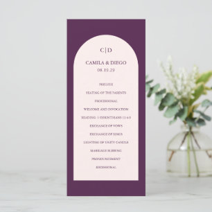 Programme Arc Monogramme simple d'aubergine Mariage moderne