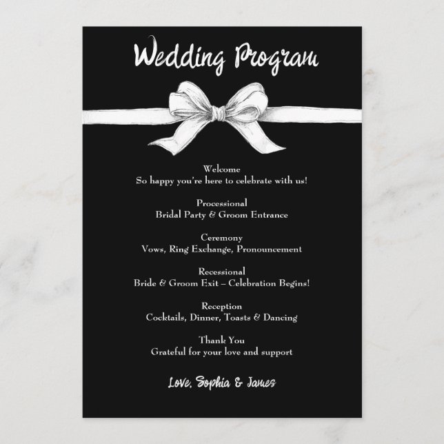 Programme Arc noir et blanc | Mariage élégant | Monochrome (Devant)