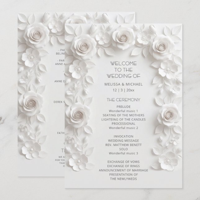 Programme Arche florale de roses 3D blanches (Devant / Derrière)