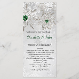 Programme argent Emerald Green Flacons de neige mariage d'hi