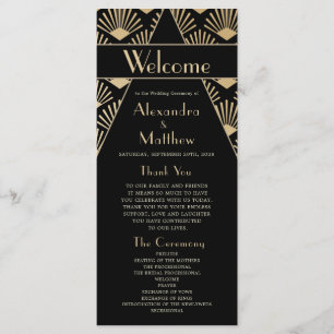 Programme Art Déco Mariage Black Gold Twenties Vintage