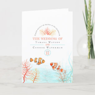 Programme art sous-marin mariage corail et poisson aquarelle