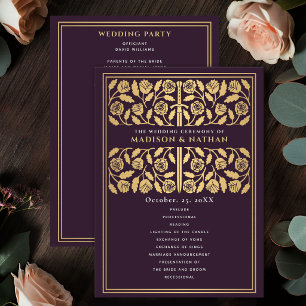 Programme Aubergine Épée Médiévale Or Mariage Royal